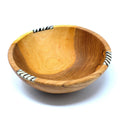 Rustic Olive Wood Bowl with Batik Bone Inlay - 8 inch
